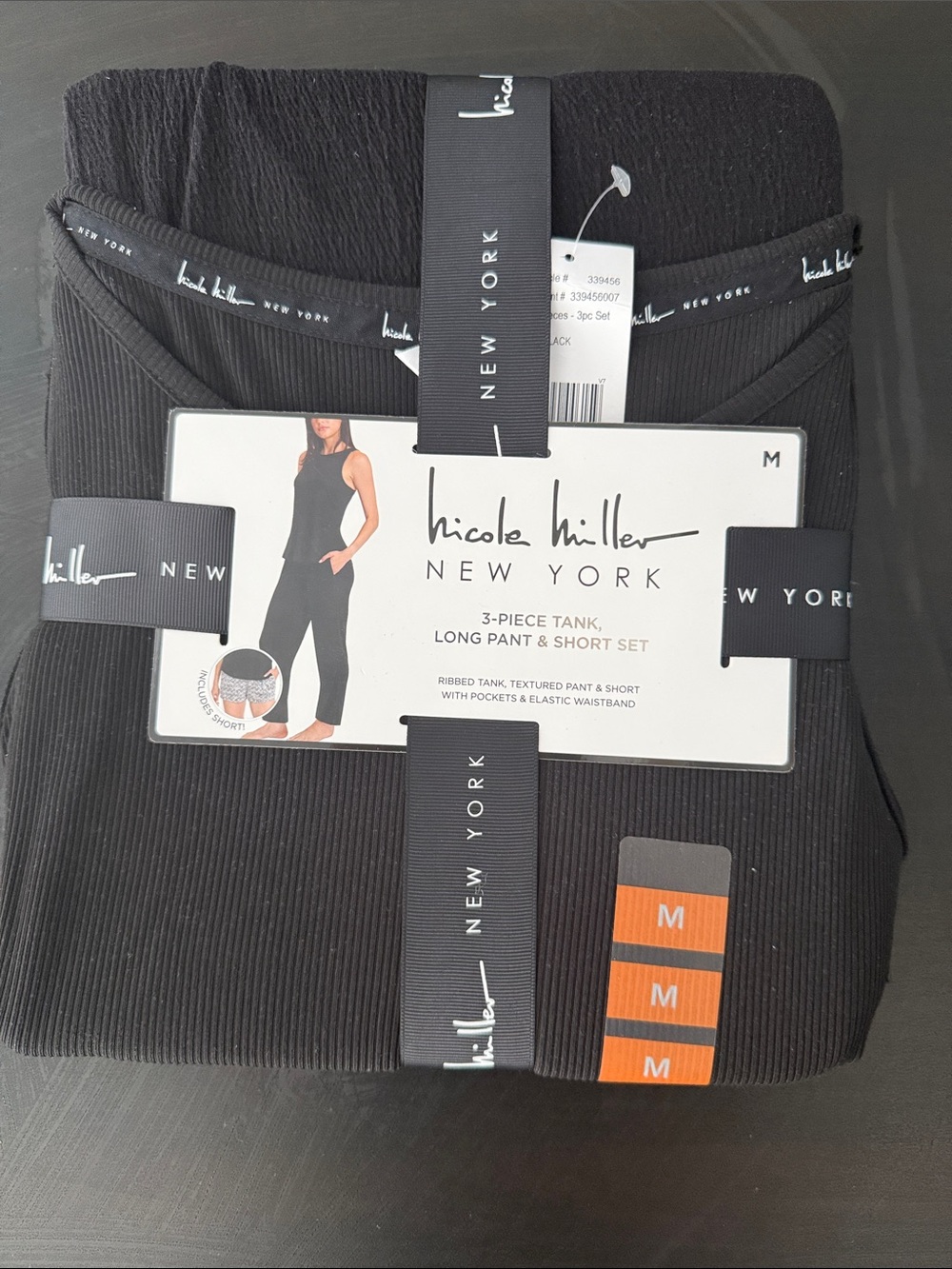 Nicole Miller Women's 3-Piece Pajama Set - Black
